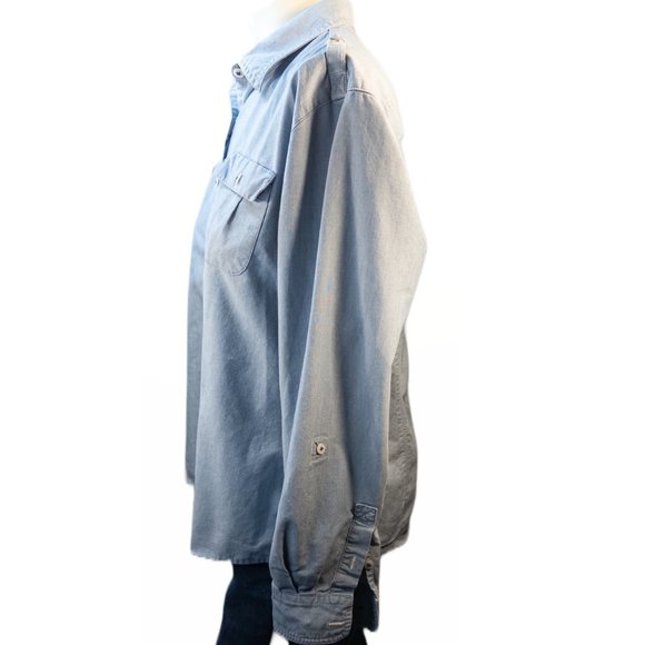 Duluth Trading Womens Size XL Shirt Denim Button Up Long Sleeve Coolmax Collared - Picture 3 of 11